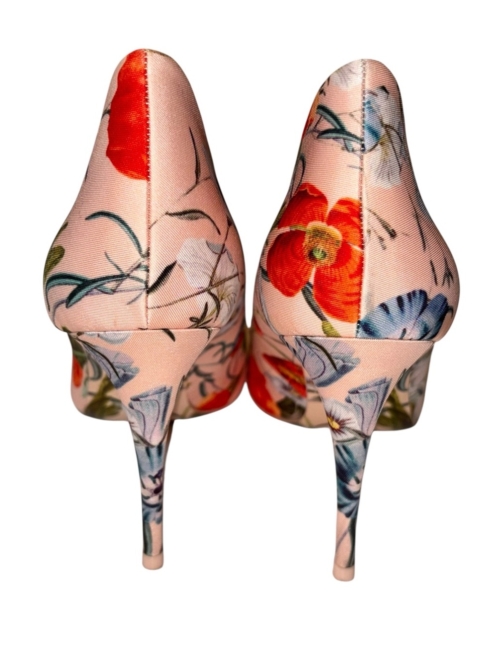 Floral Satin Pointed Toe Stiletto Pumps - Picture 6 of 9